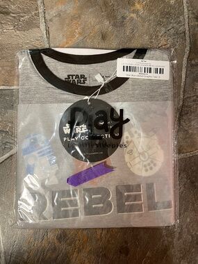 Star Wars Gray Tee with Black Trim and Rebel Graphic